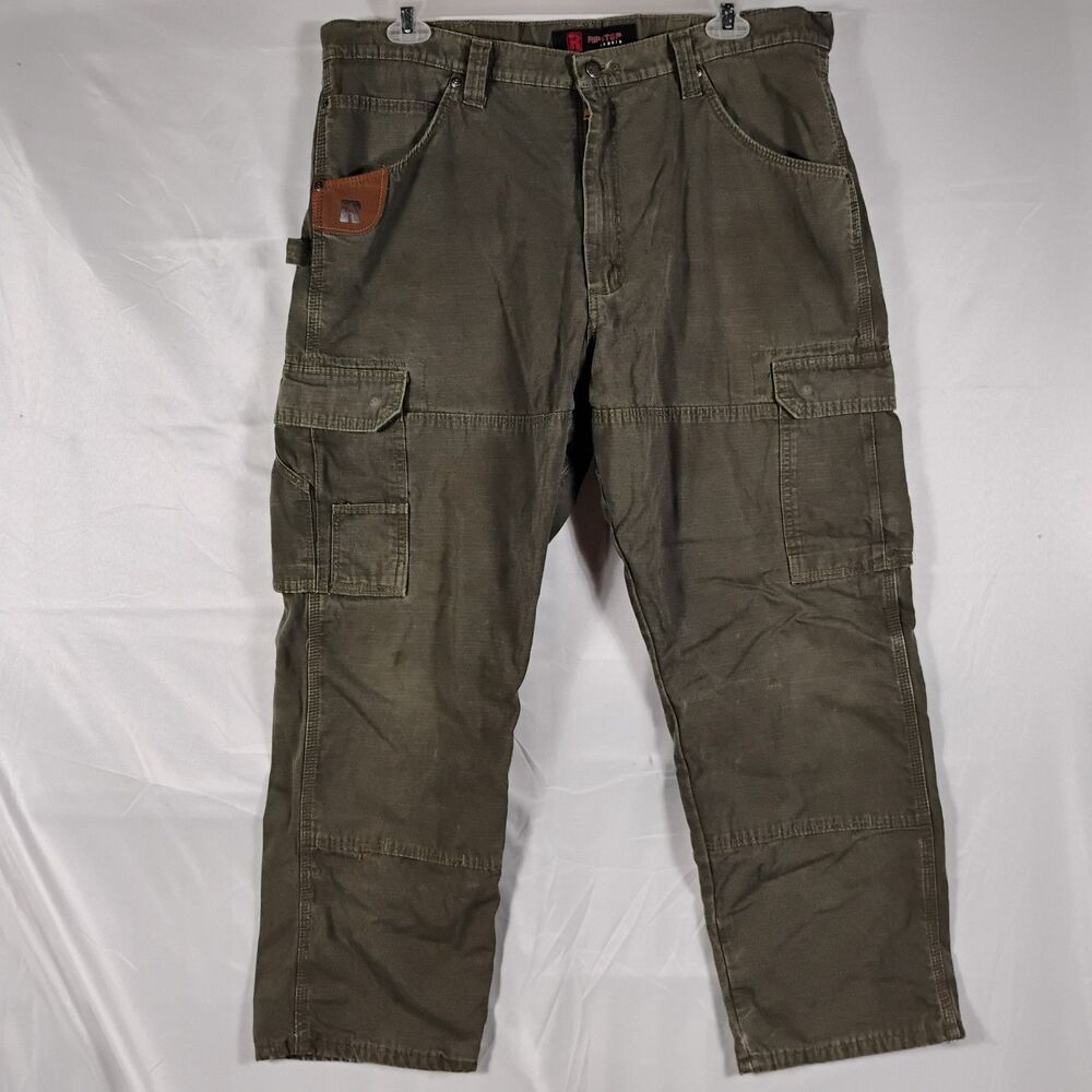 Wrangler Riggs Workwear Men's 40x30 Plaid Lined RipStop Cargo Green Ranger Pants